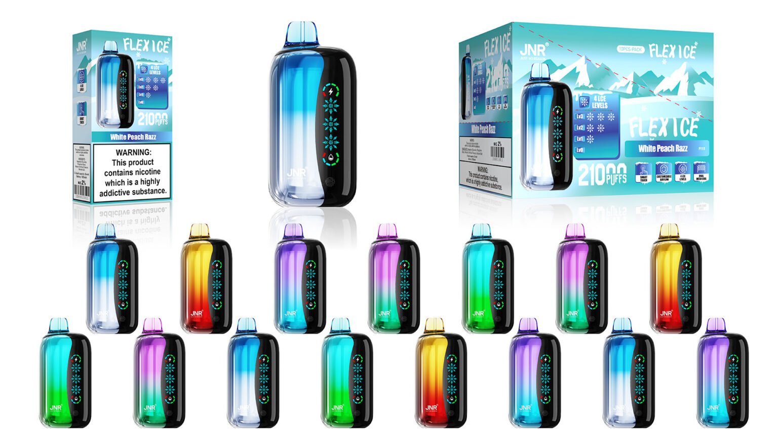 jnr flex ice 21000 flavor display and product packaging display pvbfrjfi21000