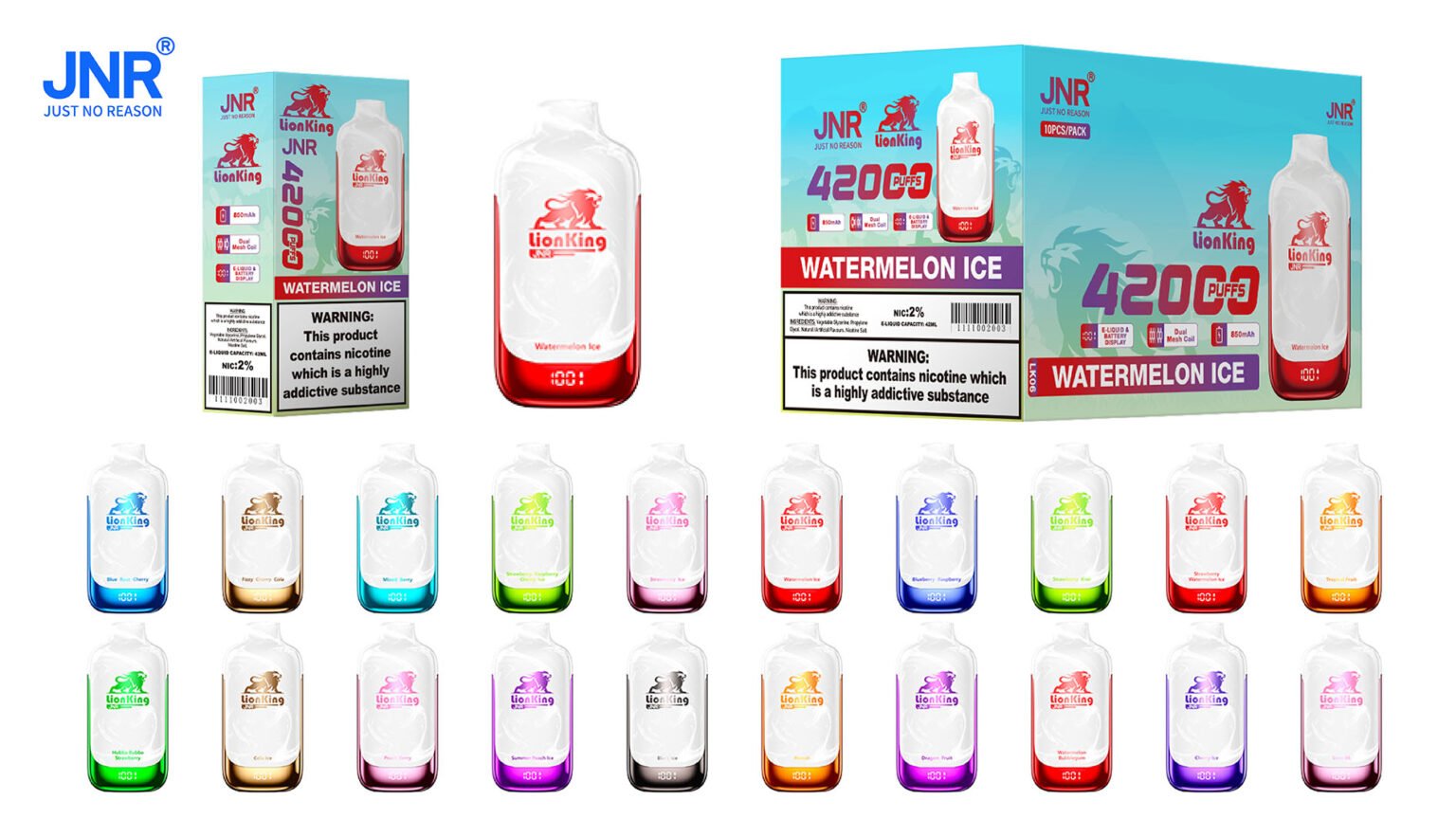 jnr lionking 42000 packaging display and flavor display pvbfrjlk42000