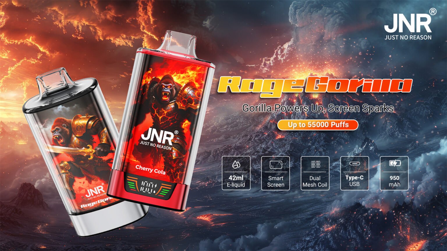 jnr rage gorilla 55000 puff pvbfrjrg55000