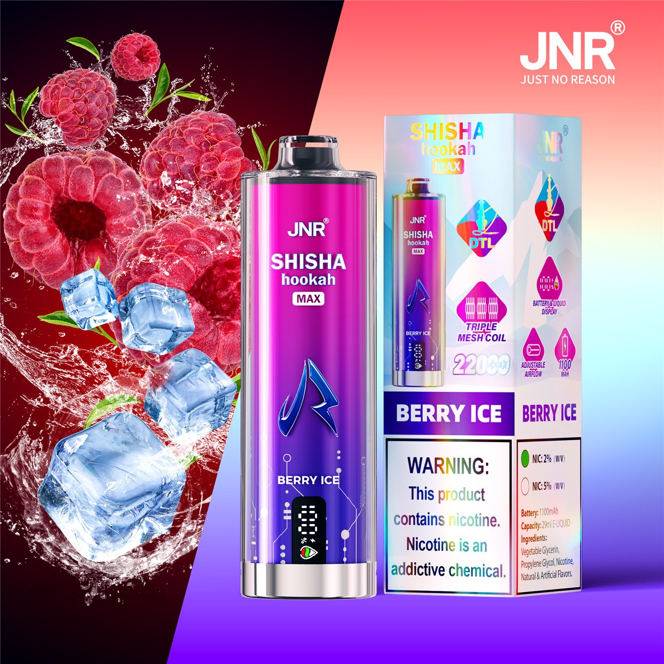 jnr shisha max 22000 berry ice pvbfrjsm22000
