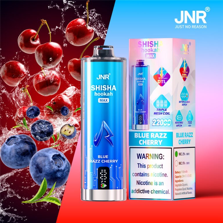 jnr shisha max 22000 blue razz cherry pvbfrjsm22000