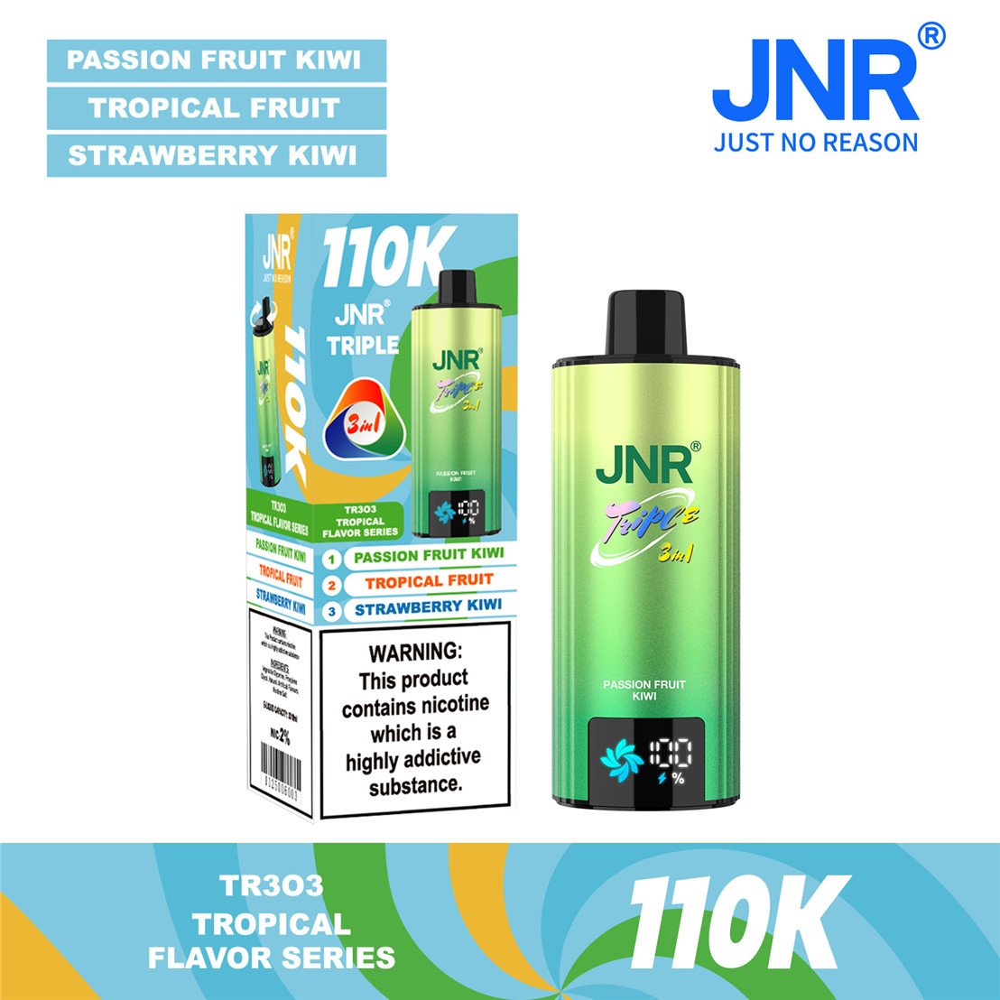 jnr triple 110k passion fruit kiwi tropical fruit strawberry kiwi pvbfrjt110000