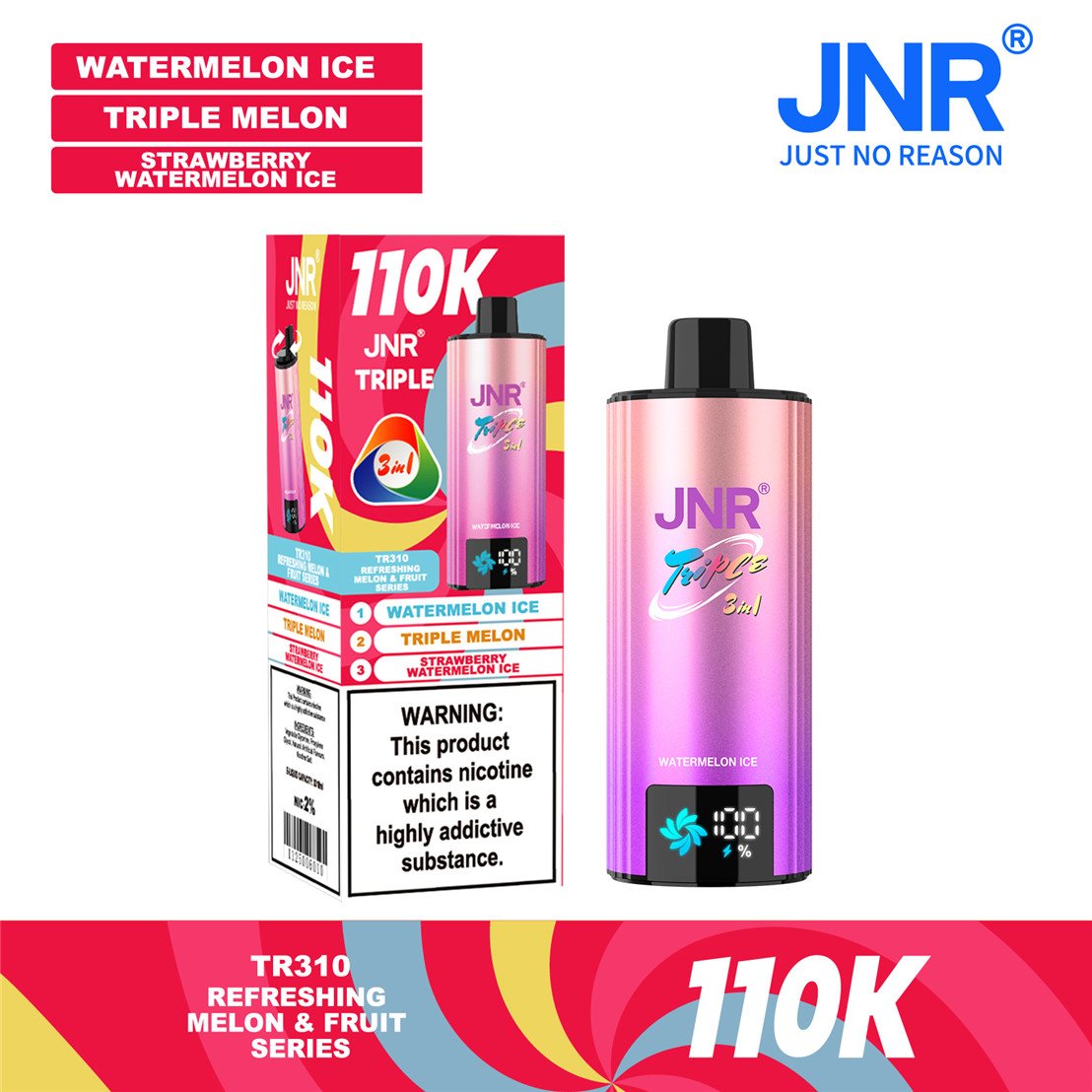 jnr triple 110k watermelon ice triple melon strawberry watermelon ice pvbfrjt110000