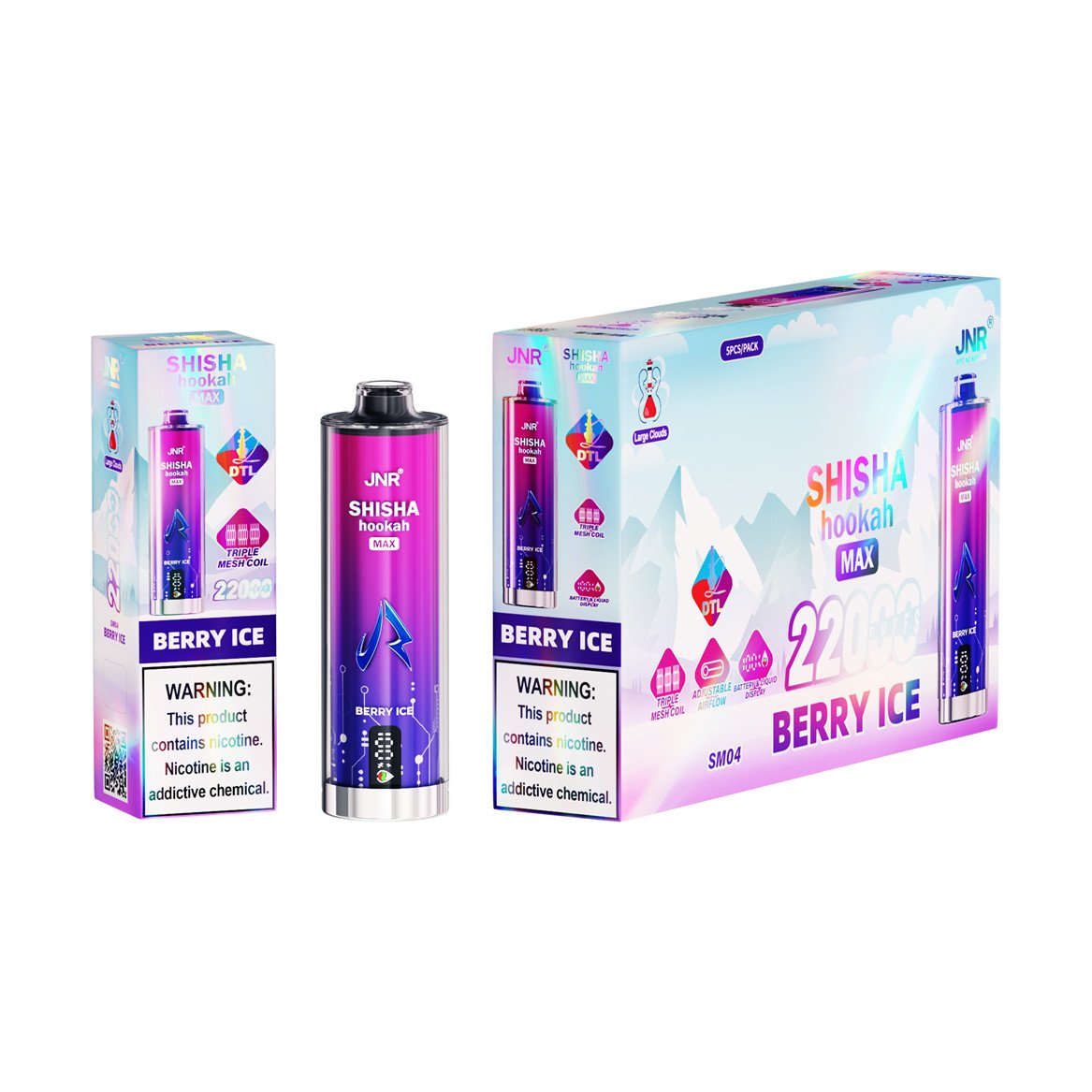 jnr shisha max 22000 berry ice packaging display pvbfrjsm22000