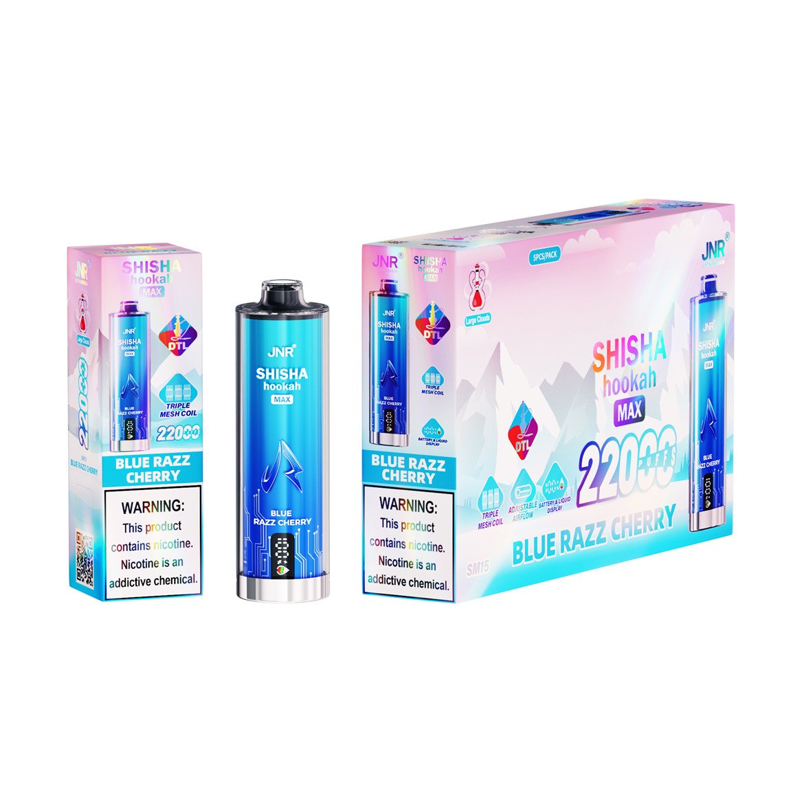jnr shisha max 22000 blue razz cherry packaging display pvbfrjsm22000