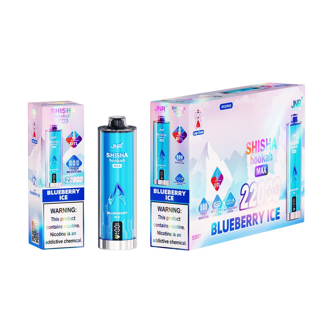 jnr shisha max 22000 blueberry ice packaging display pvbfrjsm22000