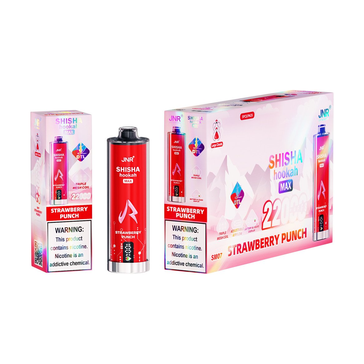 jnr shisha max 22000 strawberry punch packaging display pvbfrjsm22000