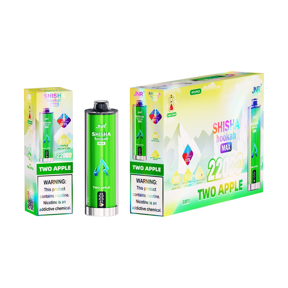 jnr shisha max 22000 two apple packaging display pvbfrjsm22000