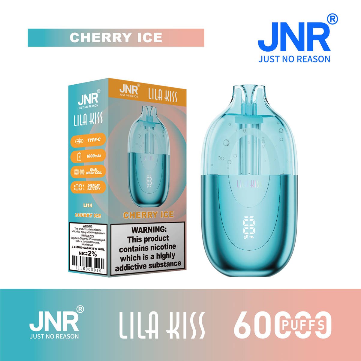 jnr Lila Kiss 60000 Cherry Ice mit offizieller Verkaufsverpackung
