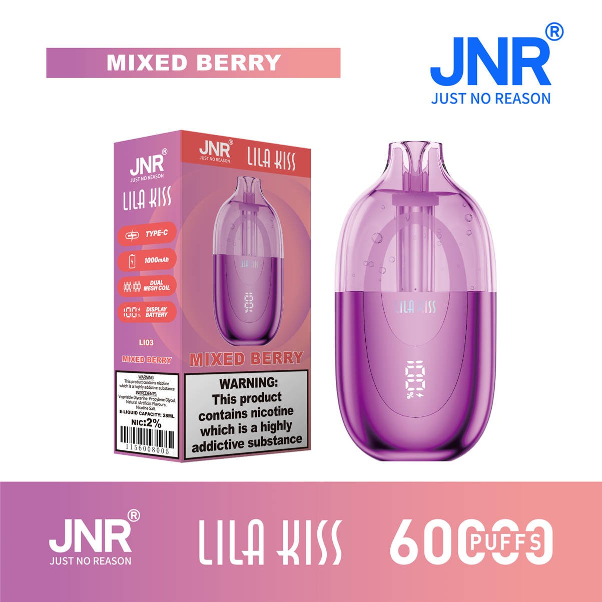 jnr Lila Kiss 60000 Mixed Berry mit originaler Verkaufsverpackung