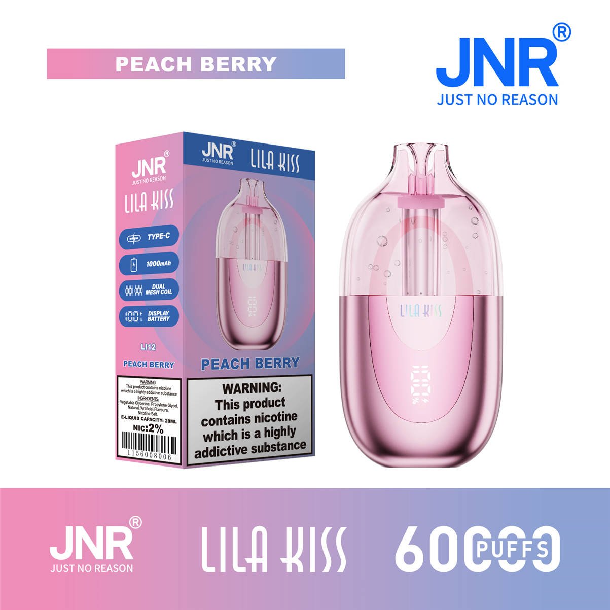 jnr Lila Kiss 60000 Peach Berry mit offizieller Verkaufsverpackung