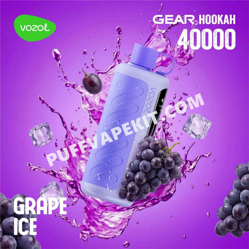 Vozol Gear Hookah 40K Grape Ice au milieu de grappes de raisin givrées