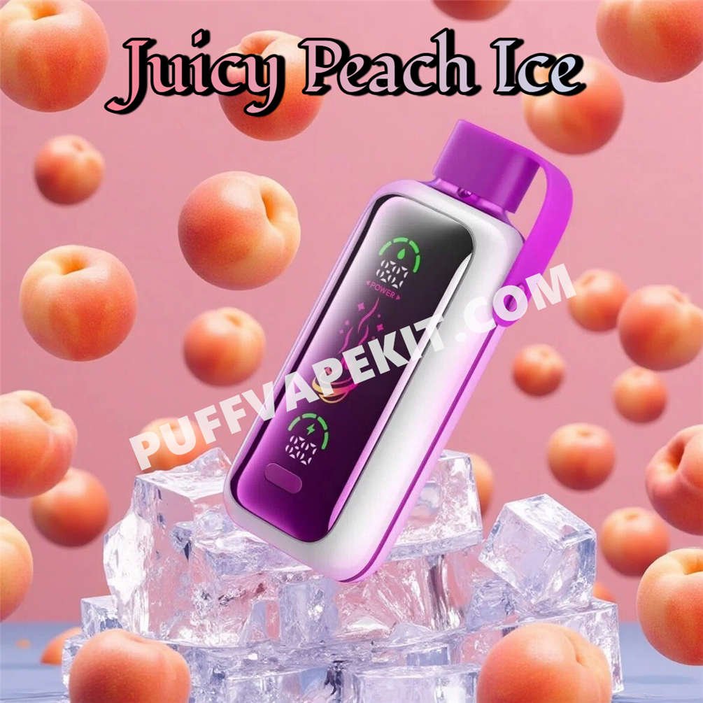 Vozol Star 20K Juicy Peach Ice accompagné de morceaux de pêches très juteuses
