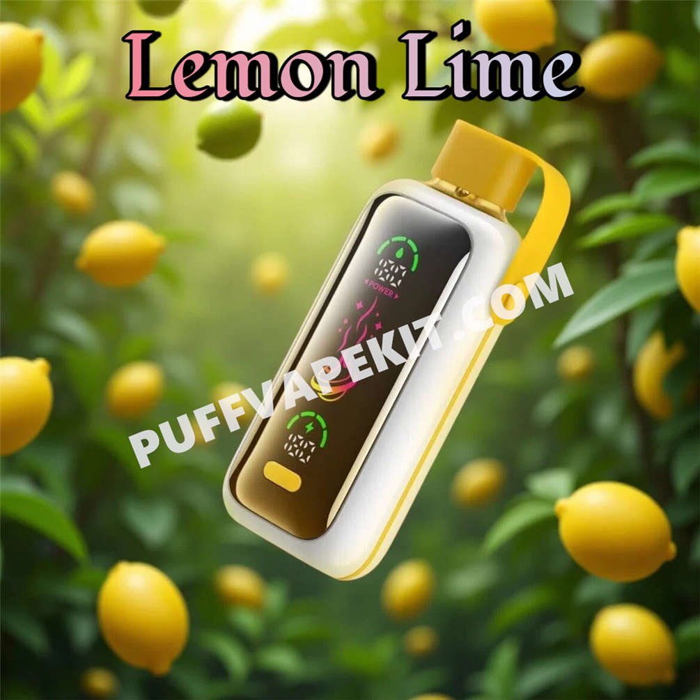 Vape Vozol Star 20K Lemon Lime décorée avec des tranches de citrons jaunes et verts Vape Vozol Star 20K Lemon Lime décorée avec des tranches de citrons jaunes et verts