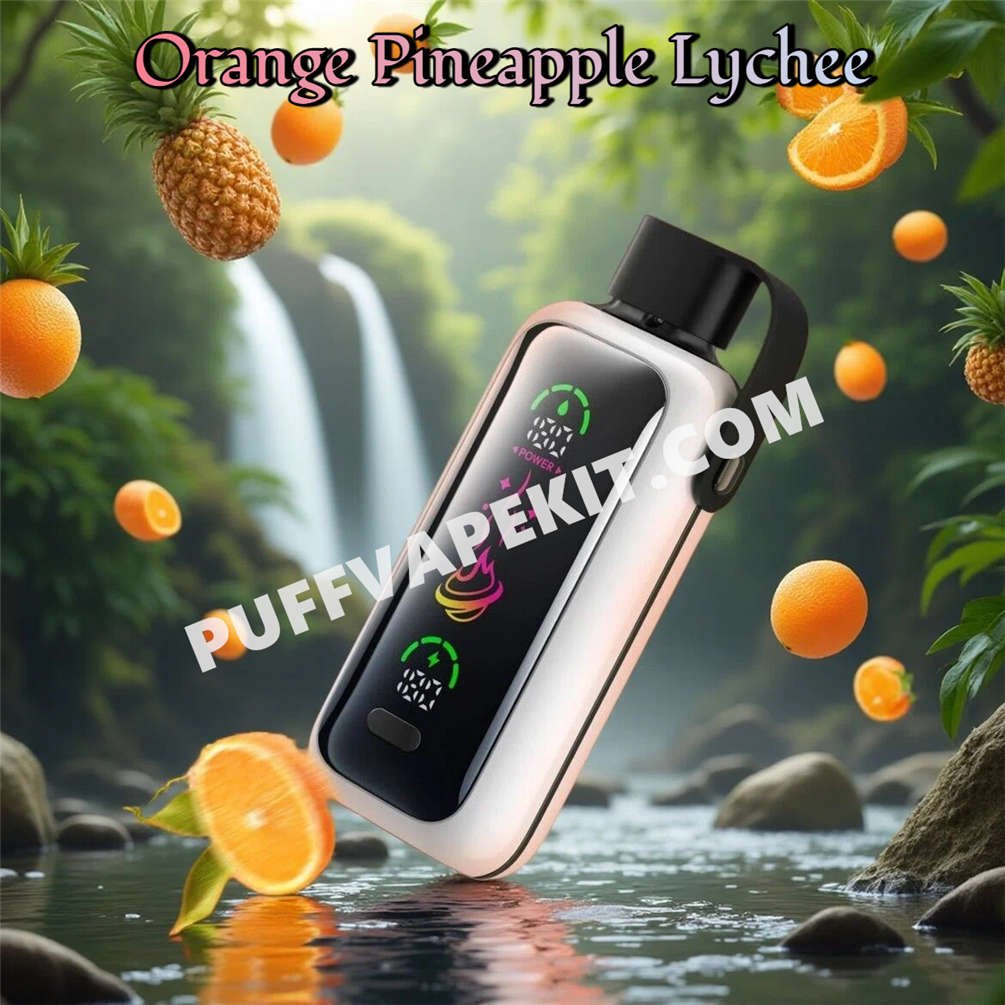 Vozol Star 20K Orange Pineapple Lychee entouré d'oranges, d'ananas et de litchis Vozol Star 20K Orange Pineapple Lychee entouré d'oranges, d'ananas et de litchis