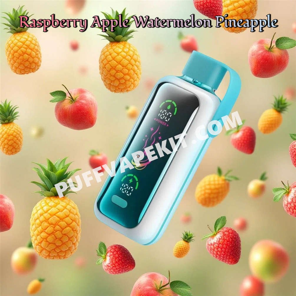 Vozol Star 20K Raspberry Apple Watermelon Pineapple parmi framboises, pommes et ananas